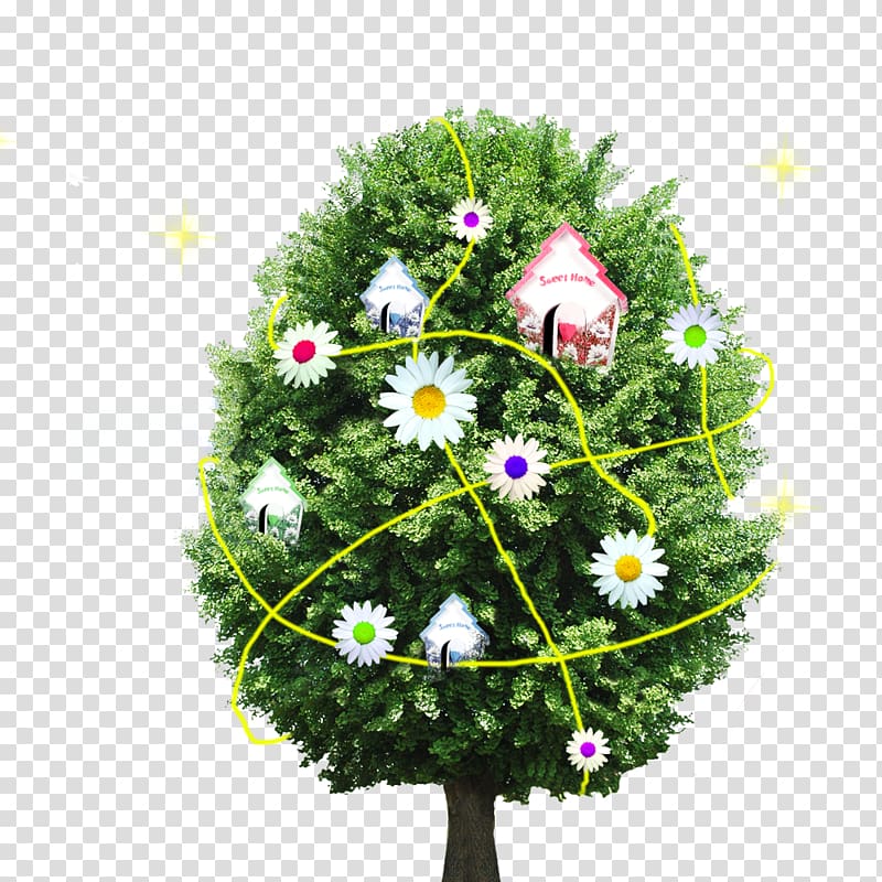 Adobe Illustrator CorelDRAW, Flowers and trees winding pull material Free transparent background PNG clipart
