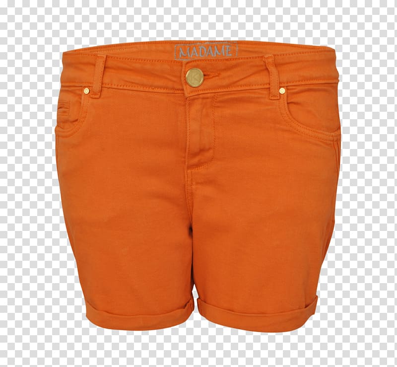 orange denim cuffed shorts, Short Pant Orange transparent background PNG clipart