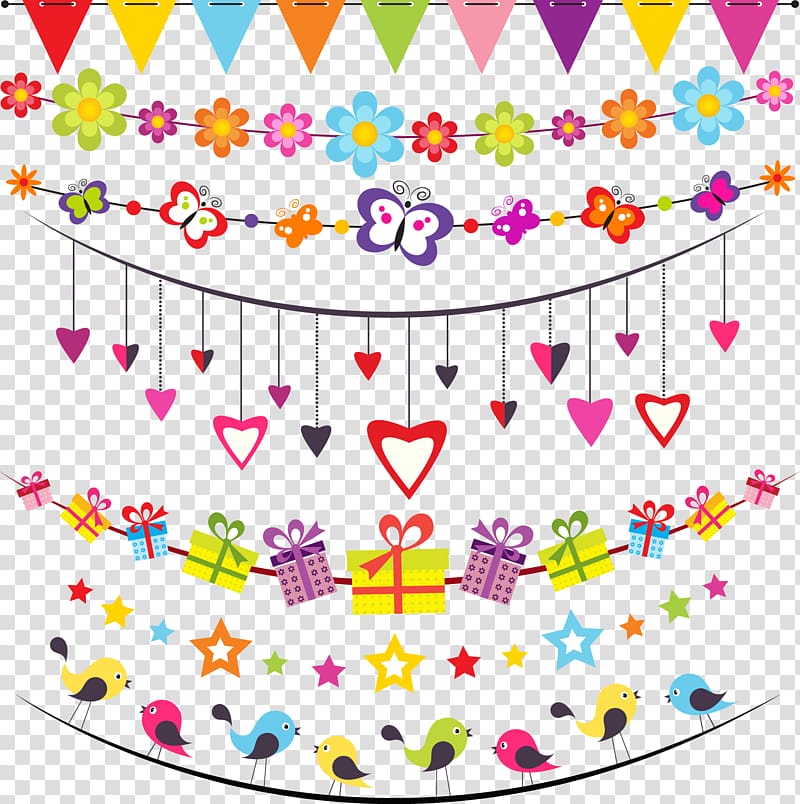 assorted-color buntings illustration, Adobe Illustrator, Color decorative hanging flag transparent background PNG clipart