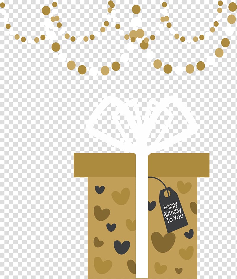 Golden birthday gift box transparent background PNG clipart