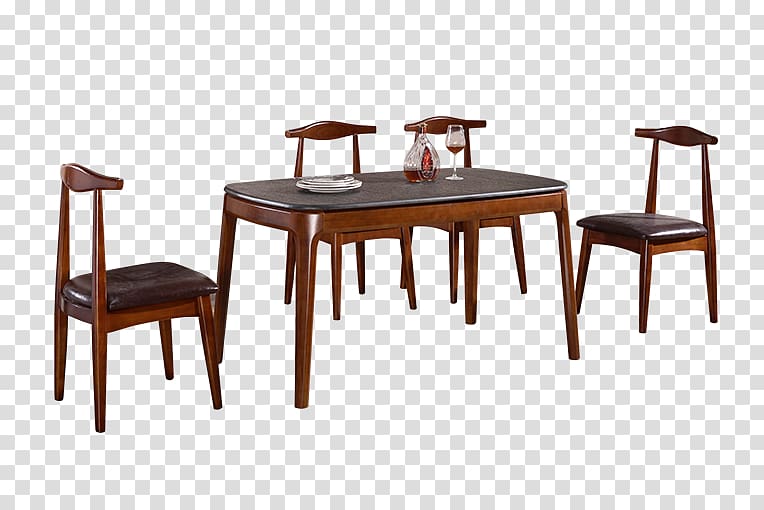 Table Wood Chair Dining room, Dark wood dinette transparent background PNG clipart