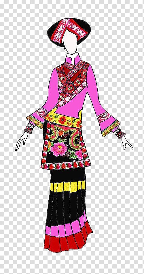 Stone Forest Clothing Yi people, Costume patterns of Yi women transparent background PNG clipart
