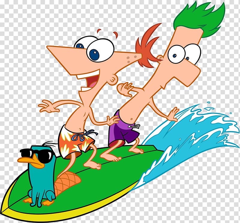 Perry the Platypus Phineas Flynn Ferb Fletcher Candace Flynn Dr. Heinz Doofenshmirtz, surfing transparent background PNG clipart