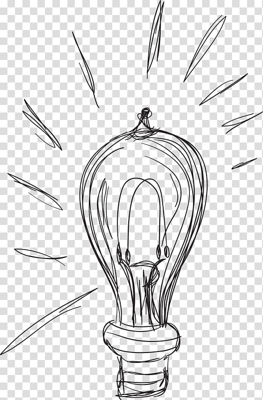 Incandescent light bulb Drawing, Pencil light bulb transparent background PNG clipart