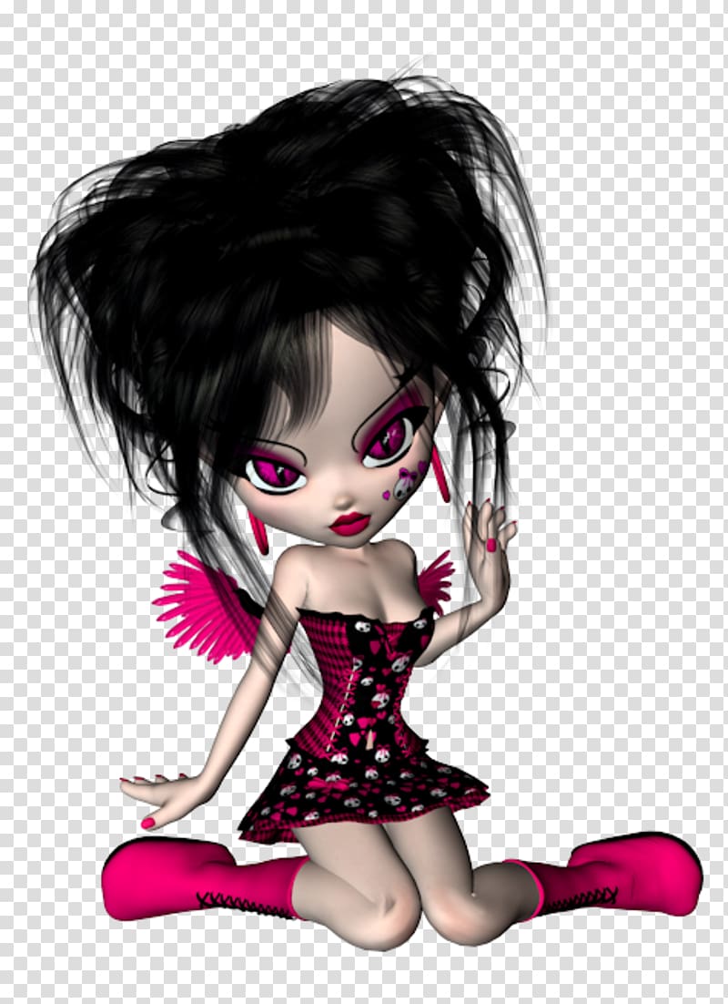 Black hair Brown hair Cartoon Doll, doll transparent background PNG clipart