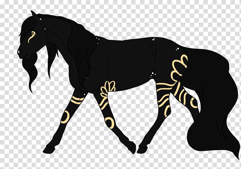 Mustang Pony Silhouette, gilded art words transparent background PNG clipart