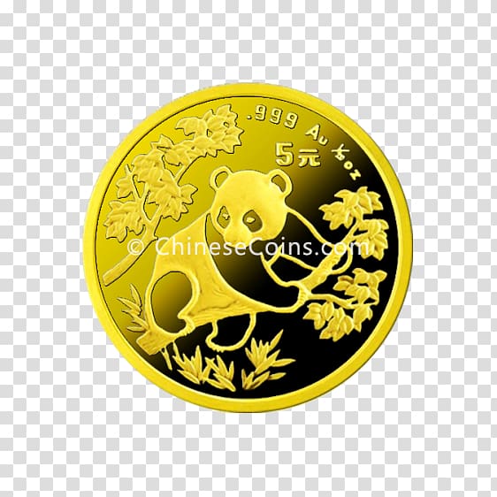 Coin Chinese Gold Panda Giant panda, Coin transparent background PNG clipart