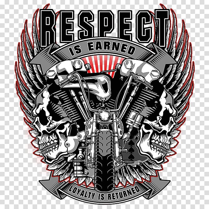Respect is Earned logo, T-shirt Triumph Motorcycles Ltd Motorcycle accessories Harley-Davidson, Skull Biker transparent background PNG clipart