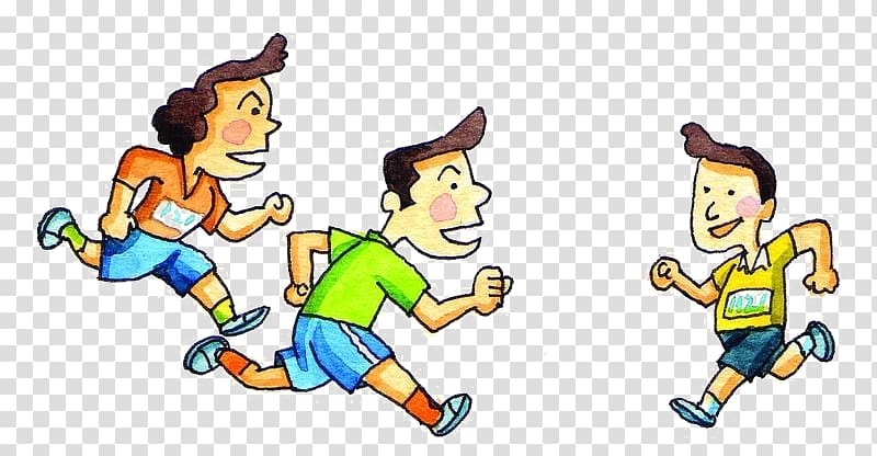 Running Cartoon Illustration, Friends play together transparent background PNG clipart