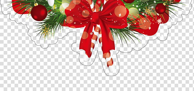 Candy cane Santa Claus Christmas Box Gift, Christmas bow decoration material transparent background PNG clipart