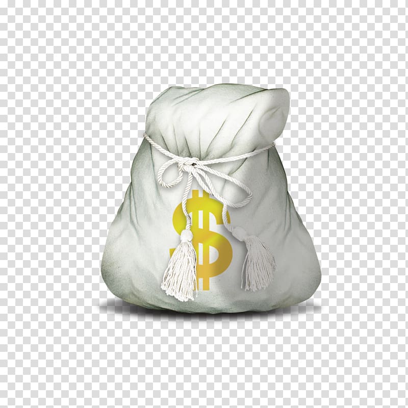 Money bag Icon, White money bag transparent background PNG clipart