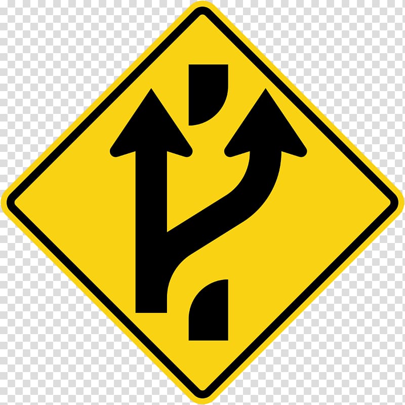 Traffic sign Warning sign Lane Road Merge, thailand transparent background PNG clipart