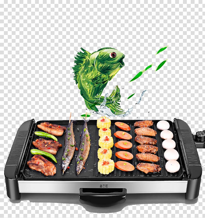 Barbecue Teppanyaki Steak Barbacoa Oven, Smokeless electric oven transparent background PNG clipart