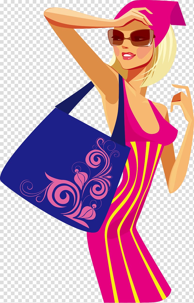 Shopping Girl , A woman carrying a bag transparent background PNG clipart