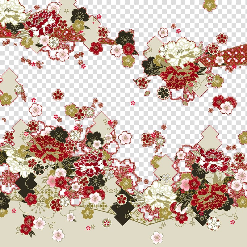 red, white, and black , Cherry blossom Flower Floral design, Wind Flower transparent background PNG clipart