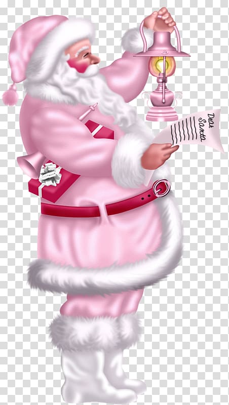Santa Claus Christmas card Greeting card , Pink Santa Claus transparent background PNG clipart