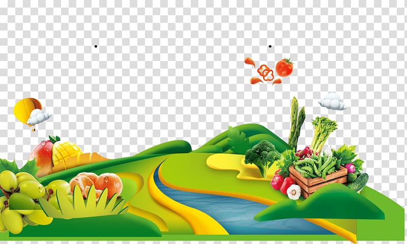 Fruit Vegetable Food safety, Landscape consisting of fruits and vegetables transparent background PNG clipart