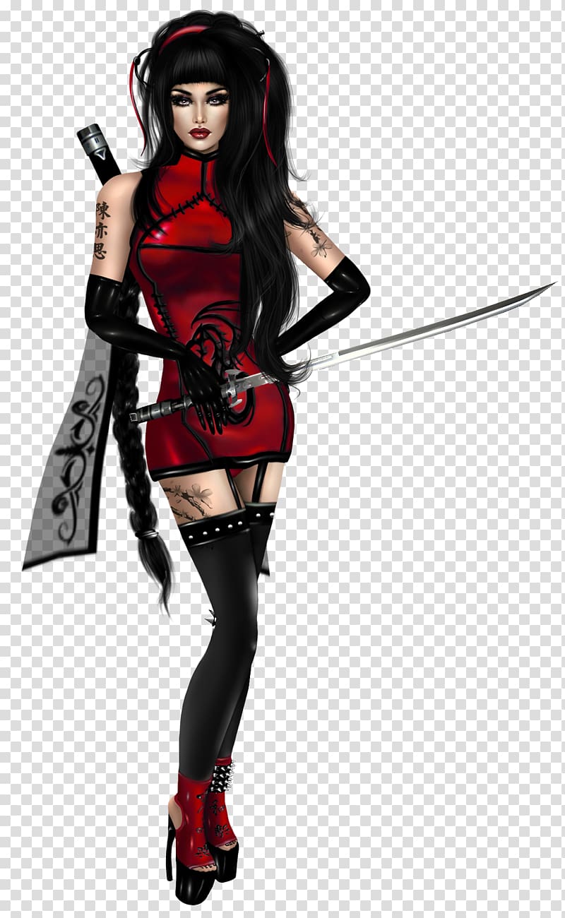 Costume Black hair Character, imvu avatars transparent background PNG clipart