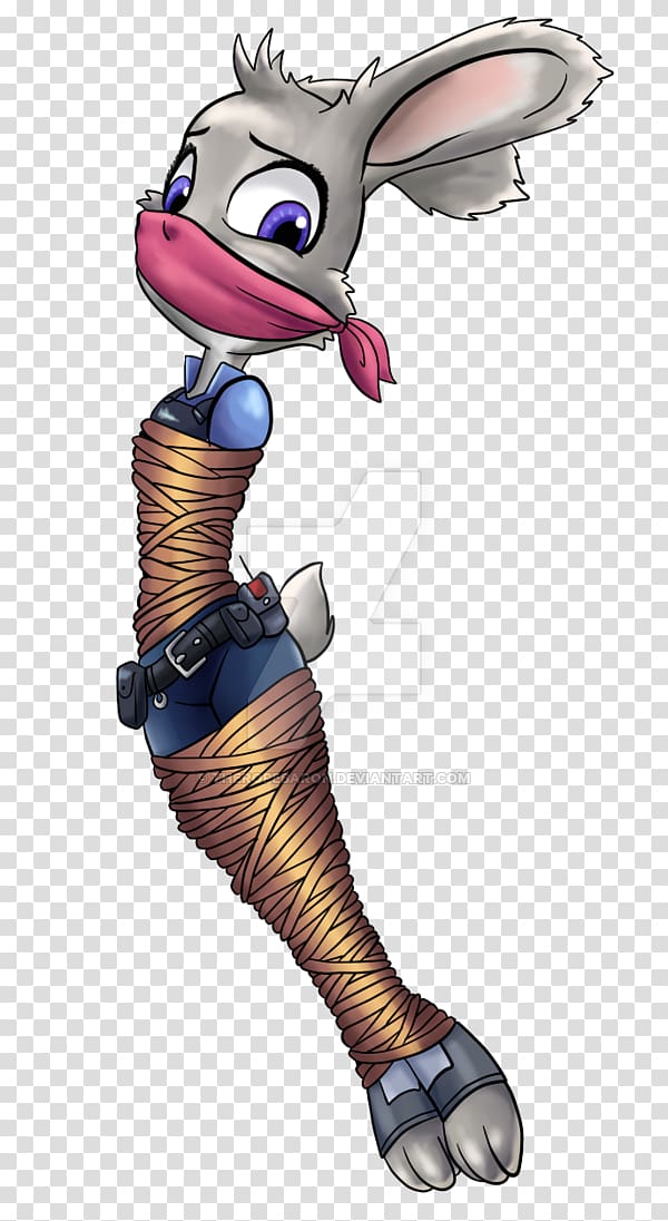 Lt. Judy Hopps Nick Wilde Bound & Gagged Bondage, retro rabbit transparent background PNG clipart