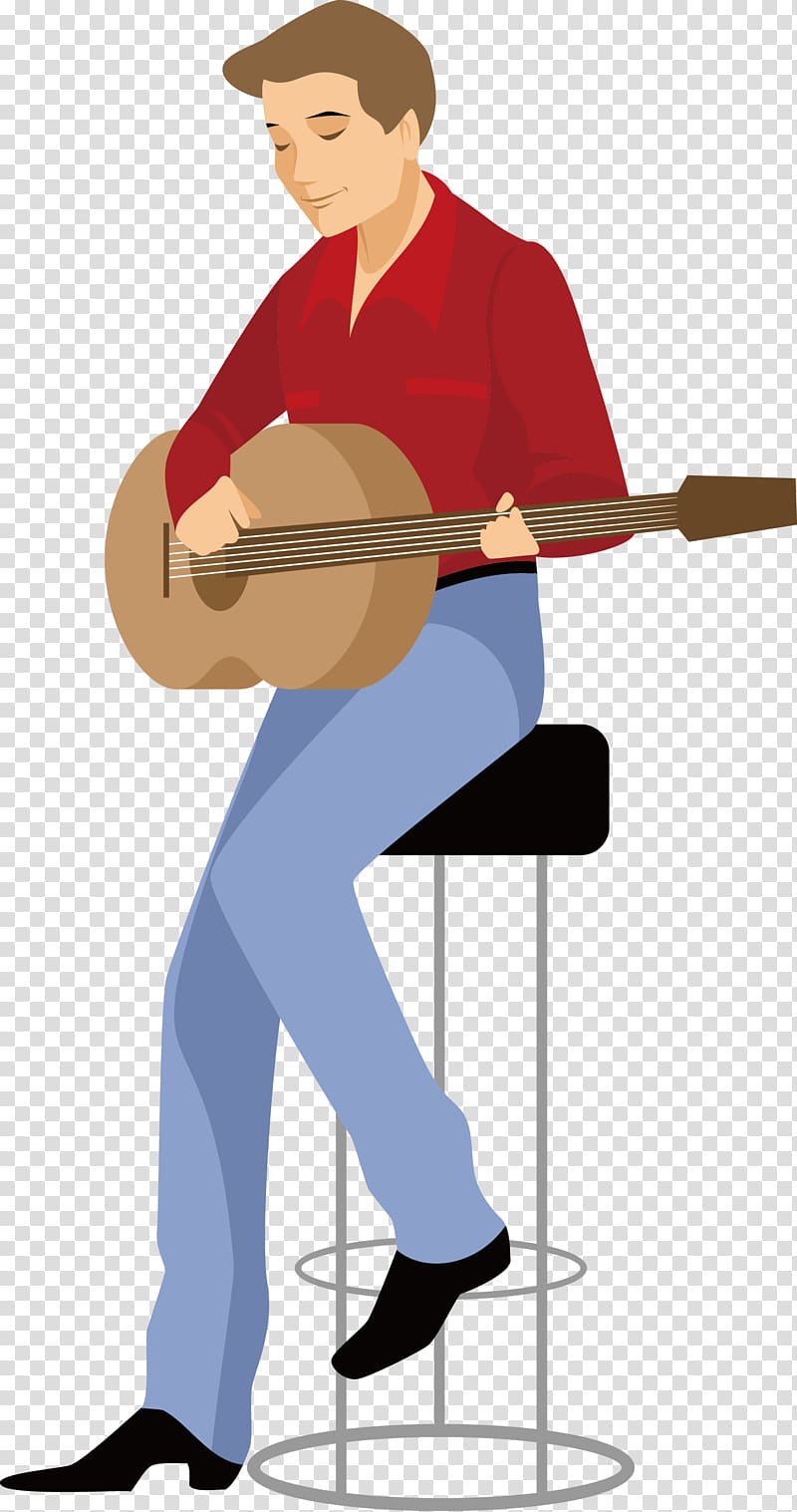 Cartoon Illustration, Guitar man transparent background PNG clipart