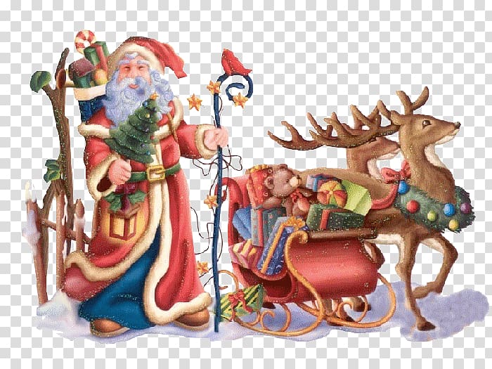 Santa Claus and reindeer , Santa Claus Christmas Day New Year Saint Nicholas Day Desktop , santa claus transparent background PNG clipart