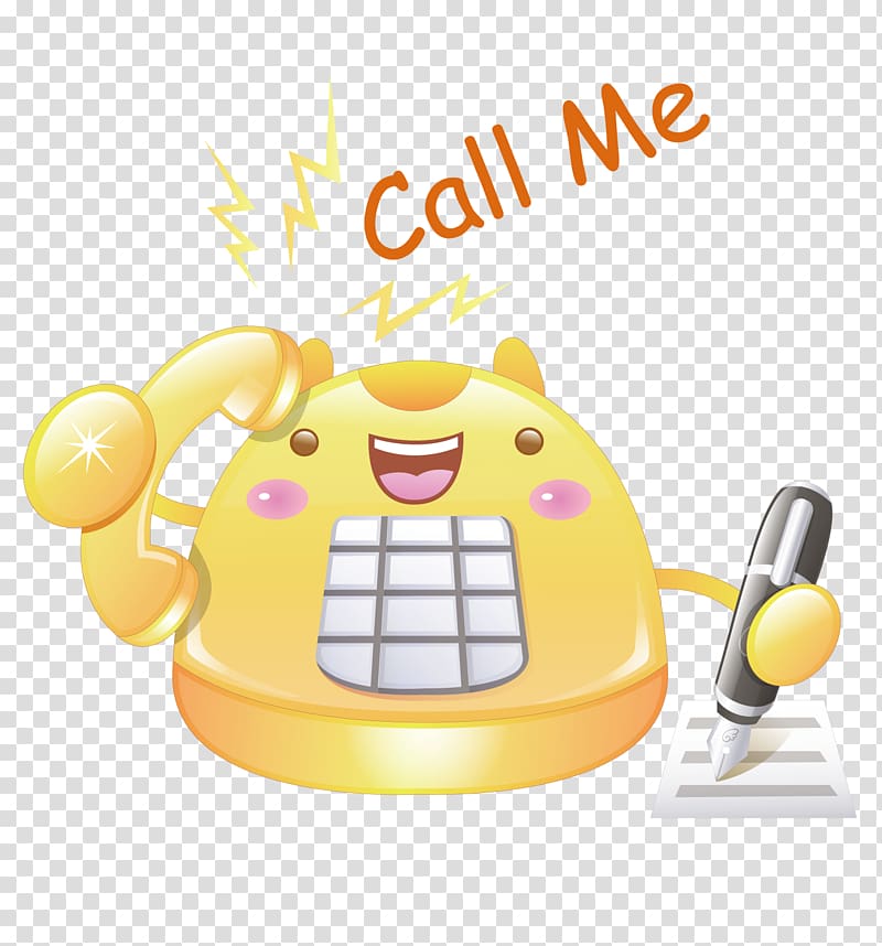 Telephone Animation Yellow, Cartoon yellow phone transparent background PNG clipart