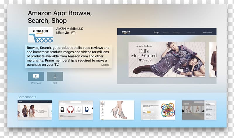 tvOS Amazon.com Shopping App Apple TV, amazon.com online shopping transparent background PNG clipart