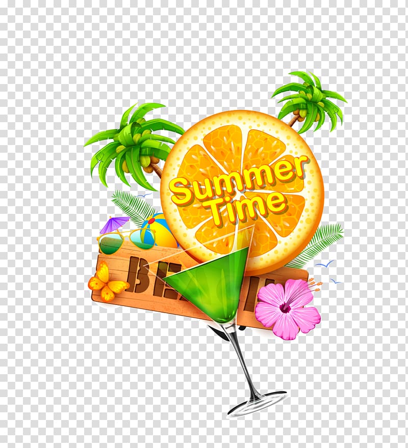 Orange juice Cocktail Poster, cocktail coconut trees transparent background PNG clipart