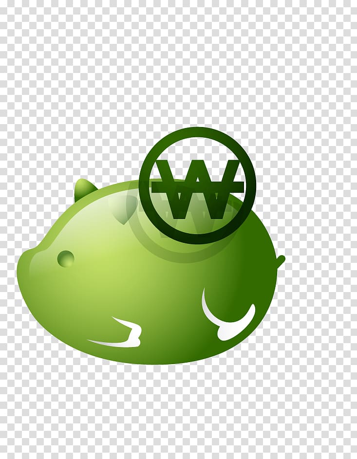 Icon, Green piggy bank transparent background PNG clipart