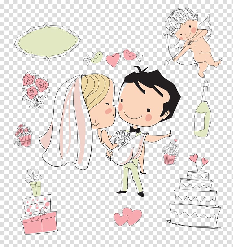 wedding , Wedding invitation Drawing Bride, The bride and groom wedding transparent background PNG clipart