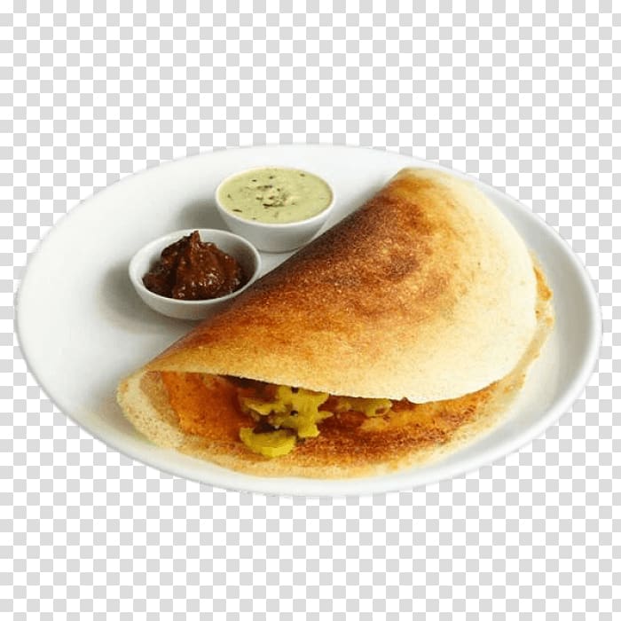pita bread with chutney on plate, Dosa Breakfast South Indian cuisine Uttapam, breakfast transparent background PNG clipart