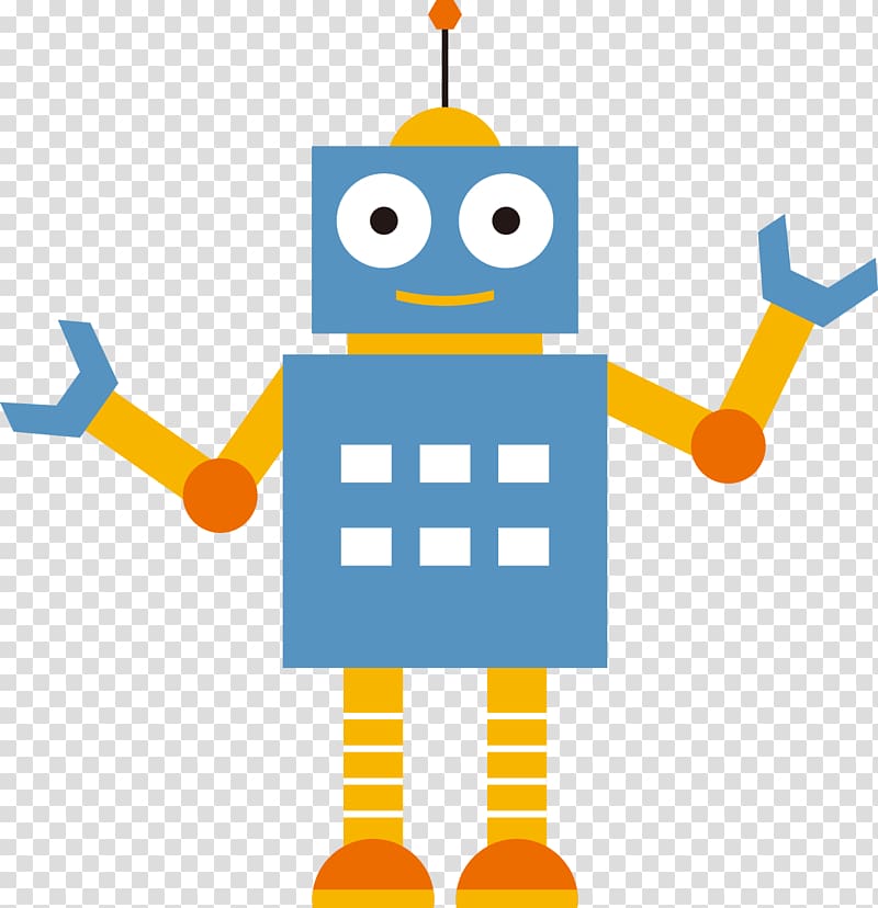 Robot Cartoon Illustration, Blue hand-painted robot transparent background PNG clipart