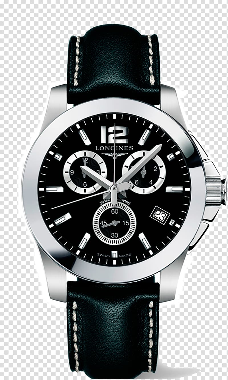 Longines Chronograph Watch Quartz clock Swiss made, men\'s watch transparent background PNG clipart