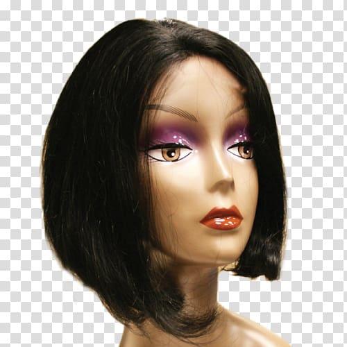 Lace wig Hair coloring Black hair, wig transparent background PNG clipart