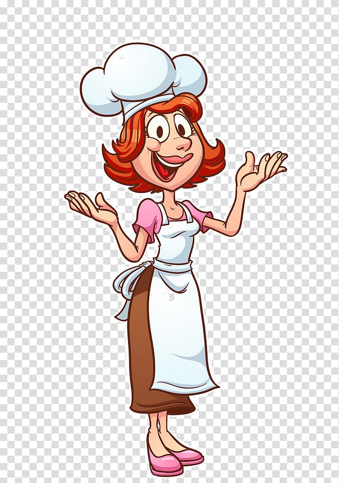 woman wearing apron and chef hat illustration, Mother Chef Cartoon , female chef transparent background PNG clipart