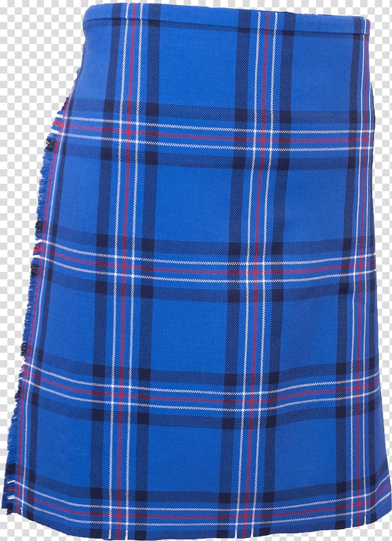 blue, white, red, and black plaid skirt, Blue Tartan Kilt transparent background PNG clipart