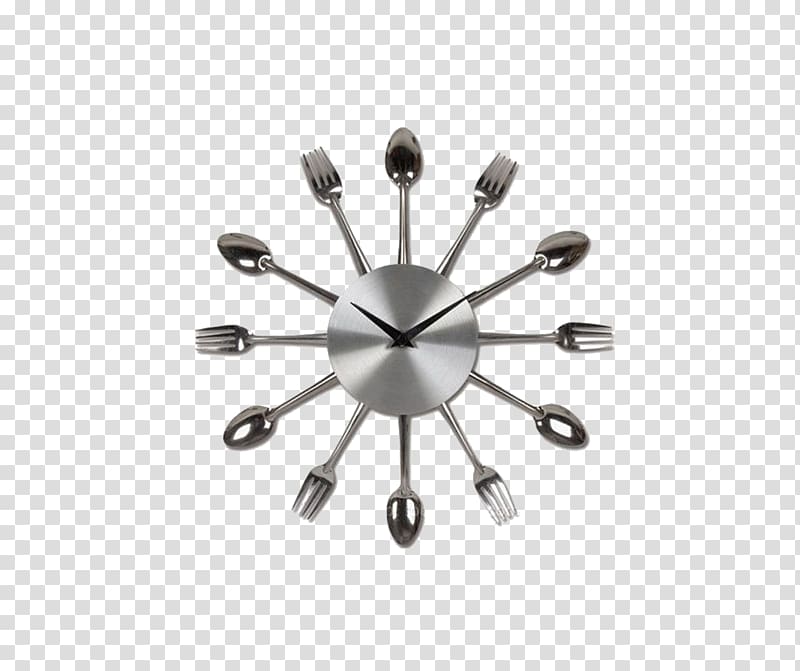 Cutlery Clock Kitchen Fork Spoon, Silver spoon transparent background PNG clipart