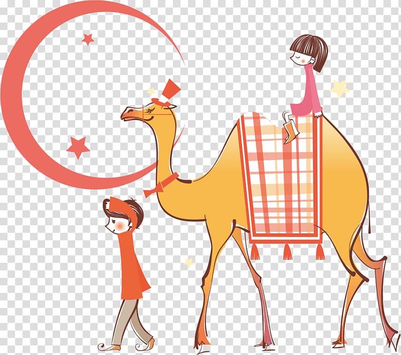 Camel Cartoon Illustration, Camel riding transparent background PNG clipart