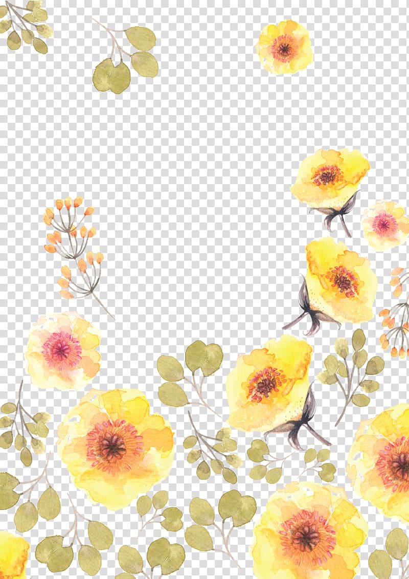 yellow flower pattern transparent background PNG clipart