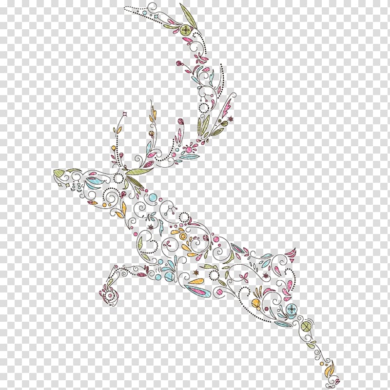 Reindeer Illustration, Decorative pattern creative deer material transparent background PNG clipart