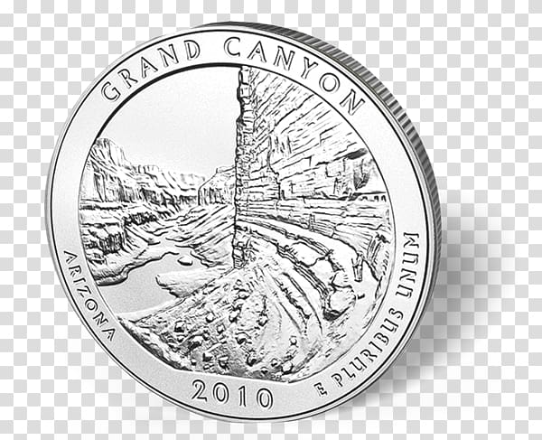 Coin Grand Canyon National Park Silver Quarter United States Mint, Coin transparent background PNG clipart