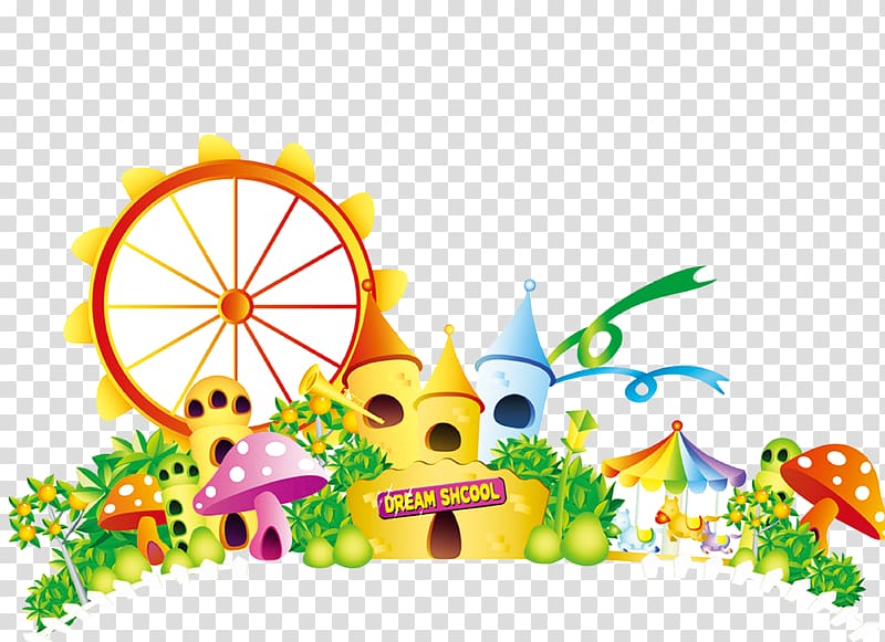 Dream School illustration, Cartoon Amusement park , castle transparent background PNG clipart