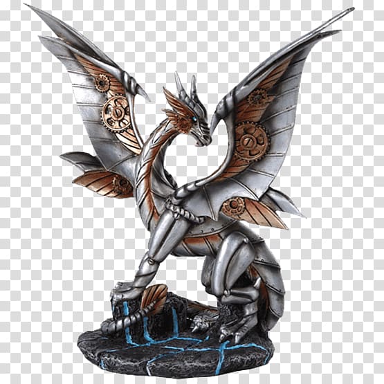 Steampunk Statue Dragon Sculpture Figurine, dragon transparent background PNG clipart