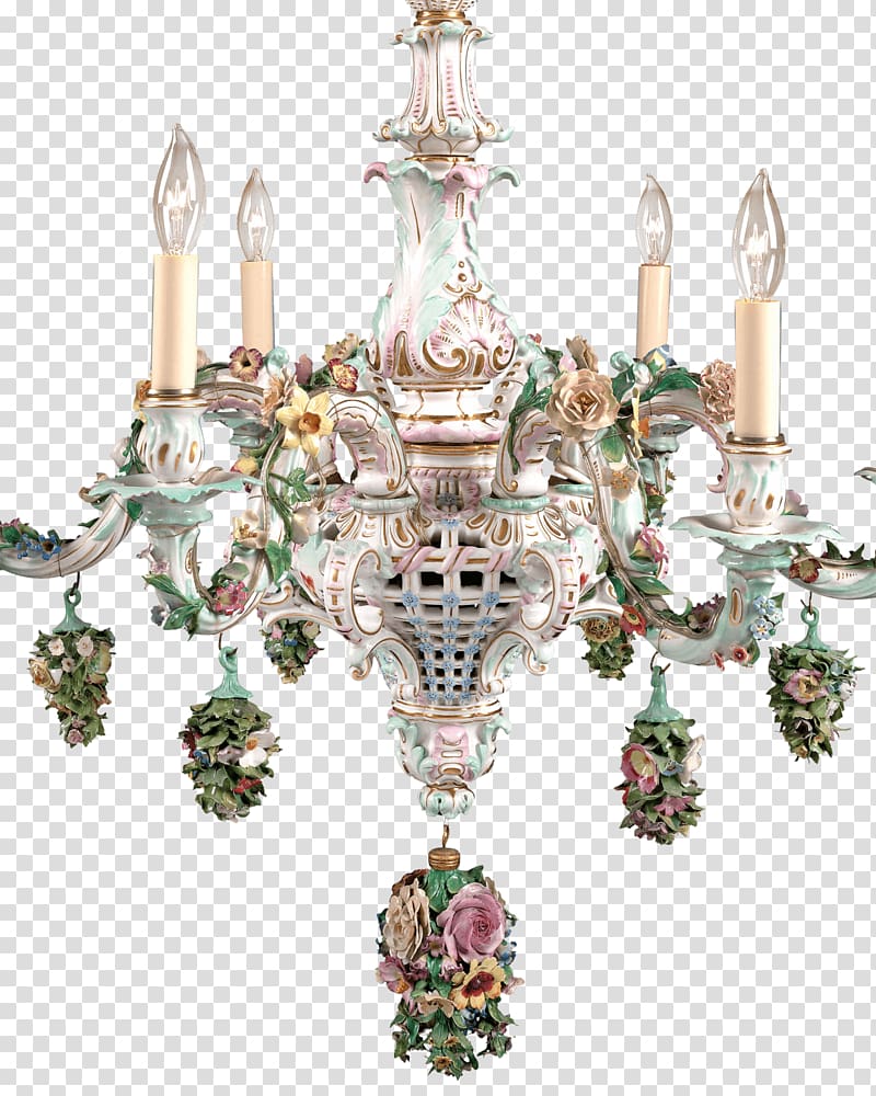 Chandelier Meissen porcelain Light fixture, symphony lighting transparent background PNG clipart