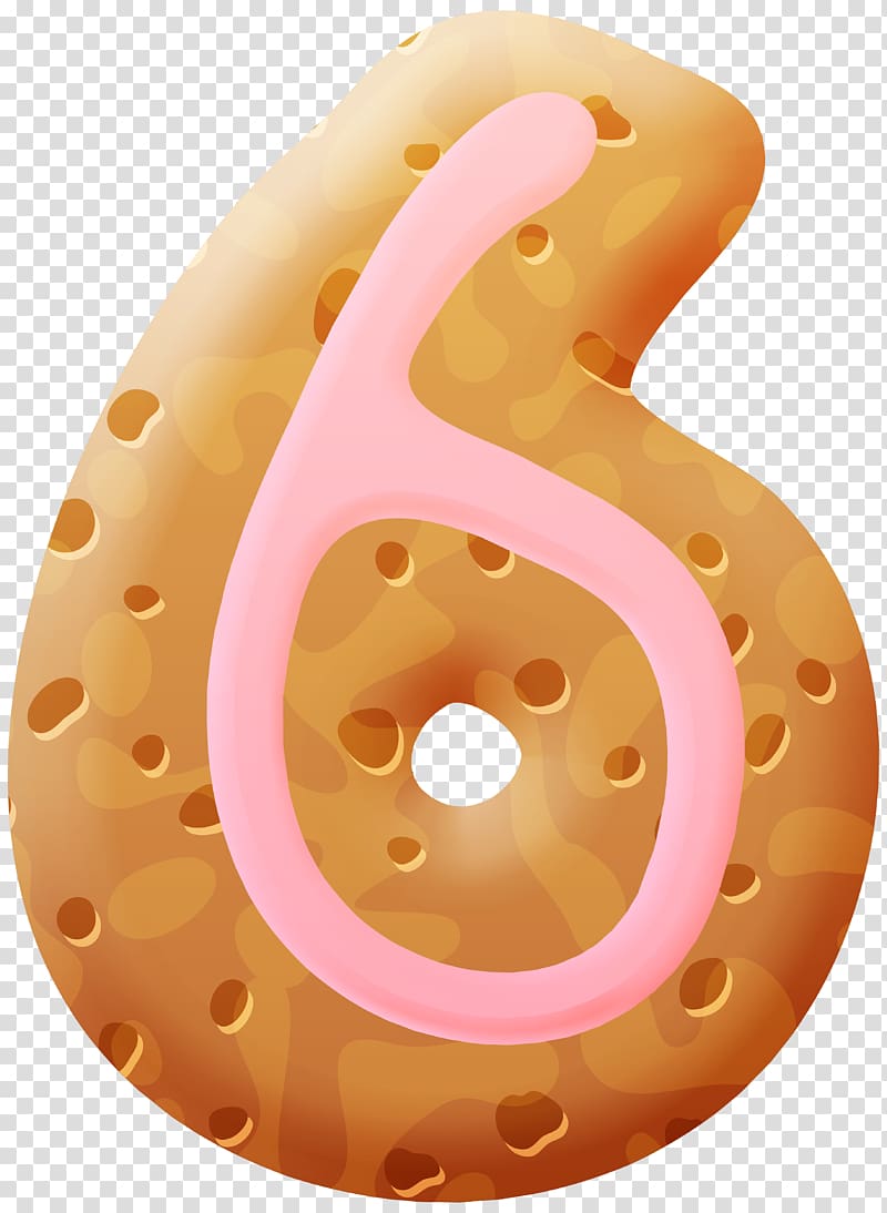 brown and pink number six illustration, Number Six , Biscuit Number Six transparent background PNG clipart