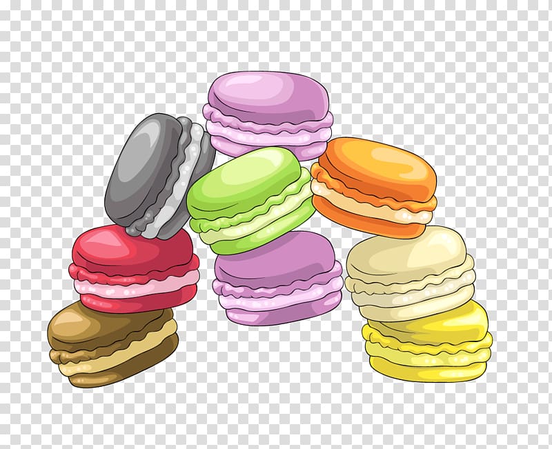 French macaroons illustration, Macaron Macaroon Cartoon Illustration, cake dessert transparent background PNG clipart