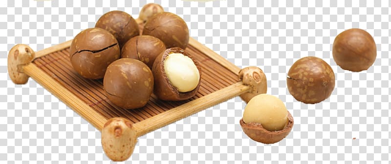 Australian cuisine Nut Macadamia Food, Hawaiian fruit on bamboo transparent background PNG clipart