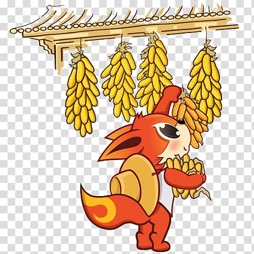 Chushu Lichun Solar term u4e03u5341u4e8cu5019 Lxfcshi Chunqiu, Hanging the little fox of corn transparent background PNG clipart