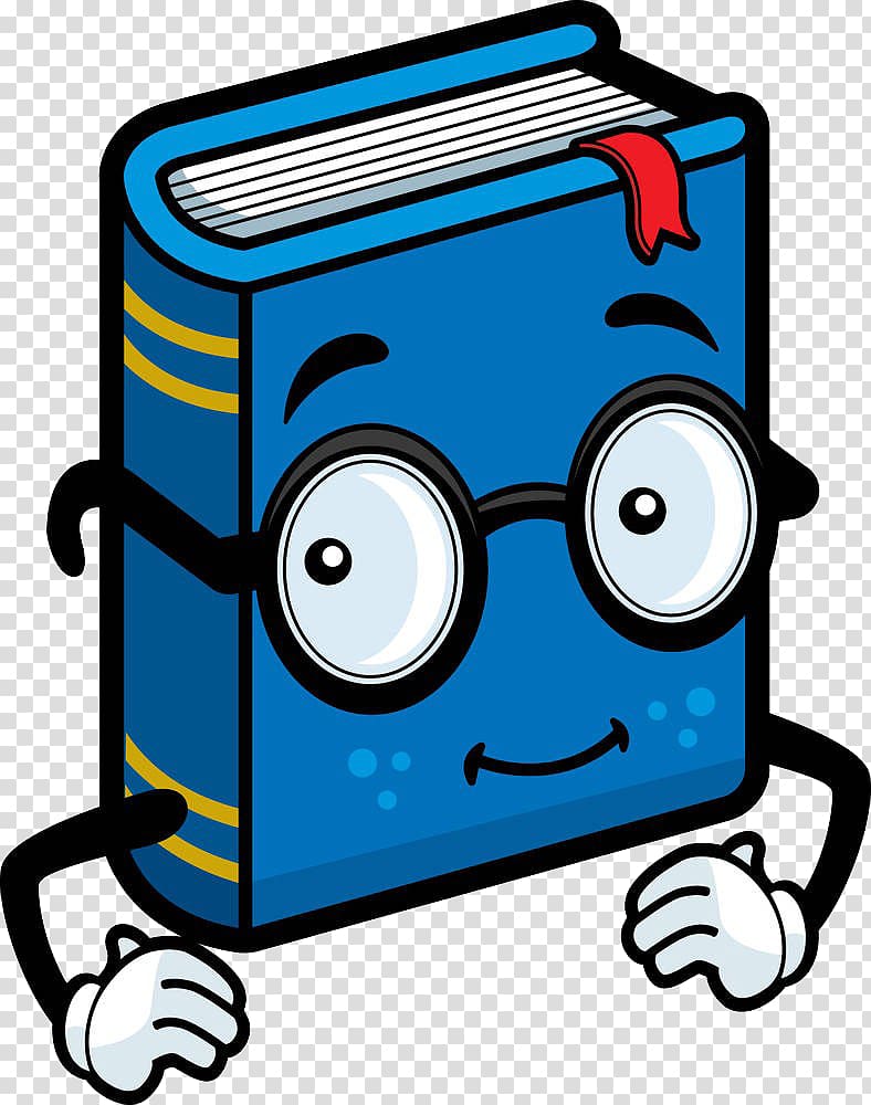 Glasses Cartoon Book , Blue book transparent background PNG clipart