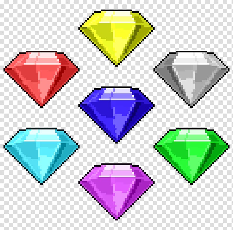 Chaos Emeralds Sonic Runners Pixel art, paper craft transparent background PNG clipart